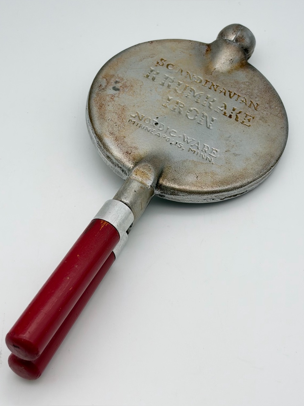 Vintage Scandinavian Krumkake Iron Nordic Ware Wood Handle
